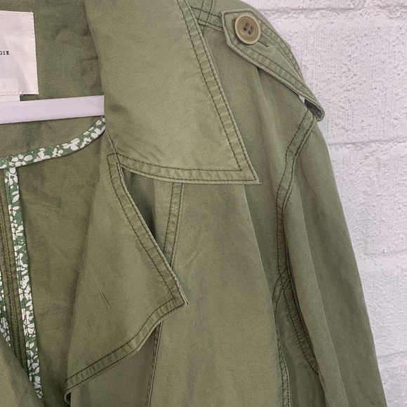 Anthropologie Linen Aviator Tencel Lyocell Green Jacket size Medium - Picture 12 of 13